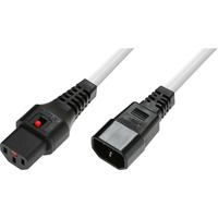 Kabel przeduajcy zasilajcy blokada IEC LOCK 3x1mm2 C14/C13 prosty M/ 3m Biay