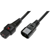 Kabel przeduajcy zasilajcy blokada IEC LOCK 3x1mm2 C14/C13 prosty M/ 1m Czarny