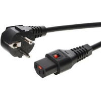 Kabel poczeniowy zasilajcy blokada IEC LOCK 3x1mm2 Schuko ktowy/C13 prosty M/ 5m Czarny