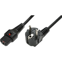 Kabel poczeniowy zasilajcy blokada IEC LOCK 3x1mm2 Schuko ktowy/C13 prosty M/ 1, 5m Czarny