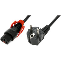 Kabel poczeniowy zasilajcy blokada IEC LOCK+ 3x1mm2 Schuko ktowy/C13 prosty M/ 2m Czarny