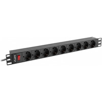Listwa zasilajca Rack PDU 19 cali 1U 16A 9xSchuko 3m Czarna