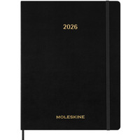 Kalendarz tygodniowy vertykalny MOLESKINE 2026, 15M, XXL, mikka oprawa, 23, 5x28cm, czarny