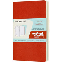 Zestaw 2 zeszytw MOLESKINE Volant, P, 9x14cm, gadki, 80 stron, coral orange/aquamarine