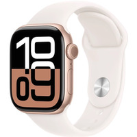 Watch Series 10 GPS, koperta 42 mm z aluminium w kolorze rowego zota z paskiem sportowym w kolorze agodnego ru - rozmiar S/M