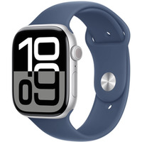 Watch Series 10 GPS + Cellular, koperta 46 mm z aluminium w kolorze srebrnym z paskiem sportowy w kolorze denim - rozmiar M/L