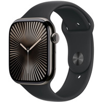 Watch Series 10 GPS + Cellular, koperta 46 mm z tytanu w kolorze upkowym z paskiem sportowym w kolorze czarnym - rozmiar M/L