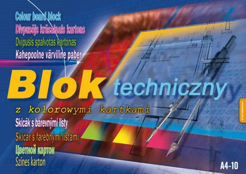 Blok techniczny kolorowy A4 10k KRESKA 12