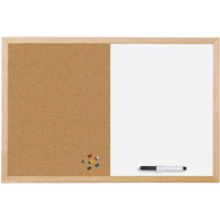 Tablica BI-OFFICE Combo, sucho. -korkowa, 60x45cm, rama drewniana