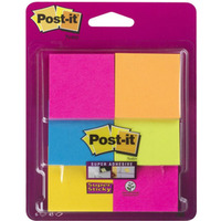 Karteczki samoprzylepne POST-IT Super Sticky (6916S-YPOB), 47, 6x47, 6mm, 6x45 kart., mix kolorów
