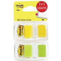 Zestaw zakładek indeksujących Post-it (6923SP-45PO), pp, 25, 4x43, 1mm, 2x50 kart., żółty/zielony