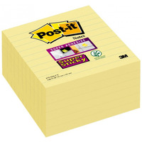 Bloczek samoprzylepny POST-IT Super Sticky XL, w linie (675-SS6-Y), 101x101mm, 6x90 kart., żółty, 3M-70005271963