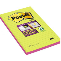 Bloczek samoprzylepny POST-IT Super Sticky XXXL w linię (5845- SS), 127x203mm, 2x45 kart., paleta marrakesz