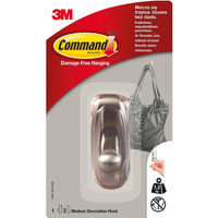 Hak COMMAND (17061BN), metalowy, redni, srebrny