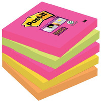 Bloczek samoprzylepny POST-IT Super Sticky (654S-N), 76x76mm, 5x90 kartek, neonowe