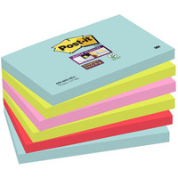 Bloczki samoprzylepne POST-IT Super Sticky (655-6SS-MIA), 76x127mm, 6x90 kart., paleta Miami