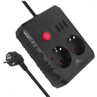 Listwa zasilająca MCE387 B 2 gniazda 3xUSB, 110-240V AC 50/60Hz 2, 1A max 2500W, 1, 5m czarna