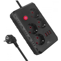 Listwa zasilająca MCE393 B 4 gniazda 3xUSB 110-240V AV 50/60Hz 1A max 2500W 3m czarna