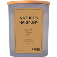 Świeca sojowa DONAU HOME, w szarym szkle, drewniana pokrywa i knot, Nature's Harmony, 200g