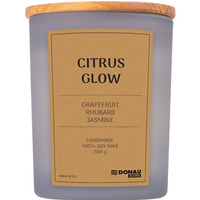 Świeca sojowa DONAU HOME, w szarym szkle, drewniana pokrywa i knot, Citrus Glow, 200g