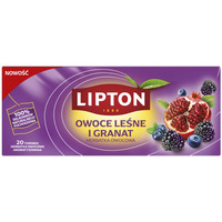 Herbata LIPTON owocowa, owoce leśne i granat, 20 torebek