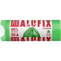 Worki na �mieci ALUFIX, z ta�m�, HDPE, 60l, 20 szt., zielone