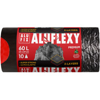 Worki na �mieci ALUFIX Aluflexy, z ta�m�, LDPE, 60l, 10 szt., stalowe