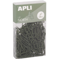Spinacze okr�g�e APLI Up North, 28mm, 140szt., pude�ko z zawieszk�, khaki