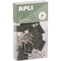 Klipy do dokument�w APLI Up North, 19mm, 15szt, pude�ko z zawieszk�, khaki