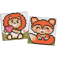 Diamentowa mozaika na magnesie IDEYKA, 9x9 cm, kids, czerwone zwierz�ta, 2 szt