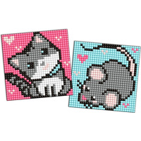 Diamentowa mozaika na naklejce IDEYKA, 9x9 cm, kids, szarzy przyjaciele, 2 szt