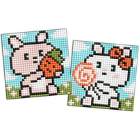 Diamentowa mozaika na naklejce IDEYKA, 9x9 cm, kids, �liczne kr�liczki, 2 szt