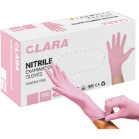 R�kawice nitrylowe bezpudrowe CLARA, 100 szt., rozmiar L, r�owe