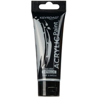 Farba akrylowa KEYROAD, metaliczna, 75ml, tubka, srebrna