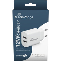 �adowarka MEDIARANGE 12W, szybkie �adowanie, 2xUSB-A, bia�y