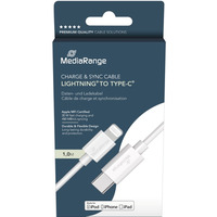 Kabel USB-C MEDIARANGE Apple Lightning, 1m, bia�y