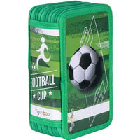 Pi�rnik szkolny GIMBOO, z wyposa�eniem, 3 komory, Soccer 2025, zielony