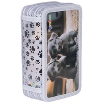 Pi�rnik szkolny GIMBOO, z wyposa�eniem, 3 komory, Puppies 2025, szary