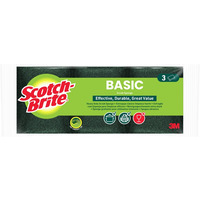 Zmywak kuchenny SCOTCH BRITE Basic, p�aski, 3 szt., ��to-zielony