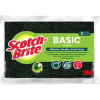 Zmywak do szorowania SCOTCH BRITE Basic, w��knina, 3 szt., zielony