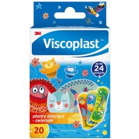 Plastry dzieci�ce VISCOPLAST Zwierz�ta, 72x25mm, 20 szt., pude�ko