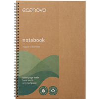 Ko�onotatnik ECONOVO, z recyklingu, A4, 80 kart., 70gsm, naturalny