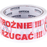Ta�ma pakowa OFFICE PRODUCTS, ostro�nie nie rzuca�, 48mm x 50y, 36mic, 1szt., bia�a