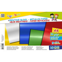 Blok kreatywny GIMBOO, A4, 10 kart., 90gsm, mix kolor�w metalicznych