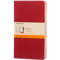 Zestaw 3 zeszyt�w MOLESKINE Cahier, L, 13x21cm, w linie, 80 stron, cranberry red
