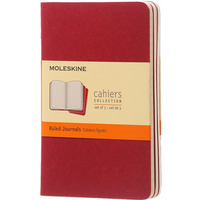 Zestaw 3 zeszyt�w MOLESKINE Cahier, P, 9x14cm, w linie, 64 stron, cranberry red