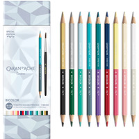 Kredki CARAN D'ACHE XMAS25 Alpine Frost Bicolor, 9 szt., p�dzelek, w pude�ku, mix kolor�w