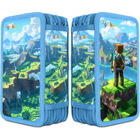 Pi�rnik szkolny GIMBOO, z wyposa�eniem, 3 komory, Klocki 2025, niebieski