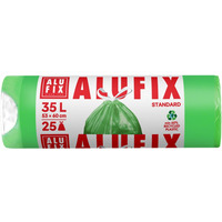 Worki na �mieci ALUFIX, z ta�m�, HDPE, 35l, 25 szt., zielone
