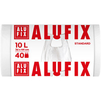 Worki na �mieci ALUFIX, z uszami, HDPE, 10l, 40 szt., bia�e